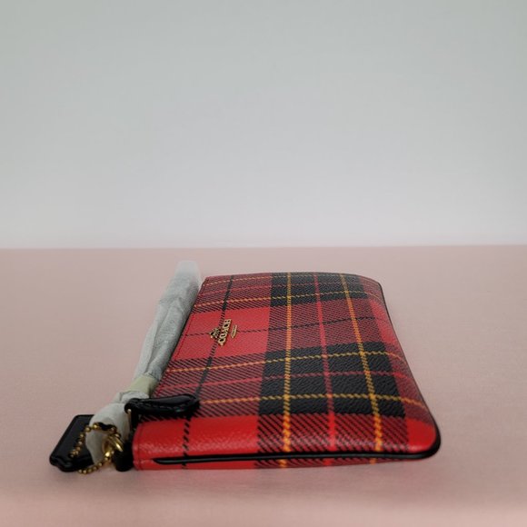 COACH Small Printed Plaid Coated Canvas Wristlet- Red Multi $75.⭐ - Picture 11 of 16